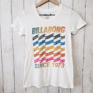 Billabong T-Shirt, size small, white, multi color